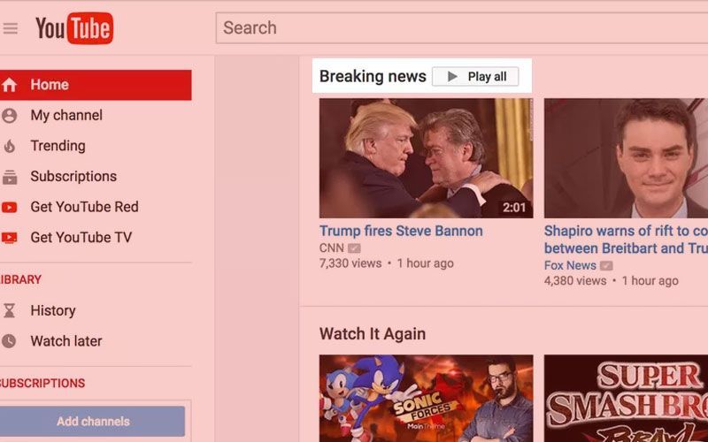 YouTube Breaking News Feature